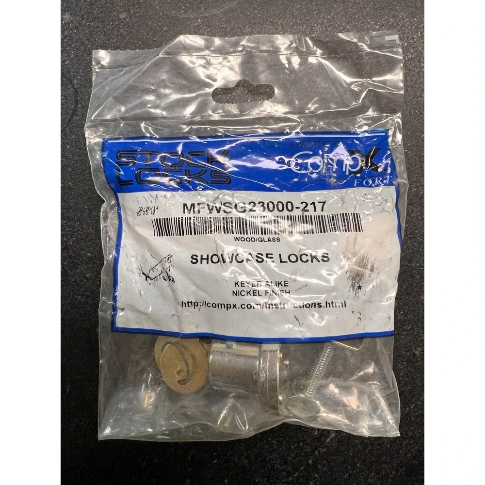 Compx Fort MFWSG23000-217 Showcase Lock for Wood or Glass Nickel Finish‎